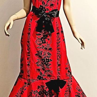Vtg 1970s Lipstick Red, Cha Cha Hawaiian Maxi dress