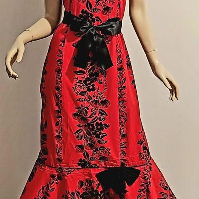 Vtg 1970s Lipstick Red, Cha Cha Hawaiian Maxi dress