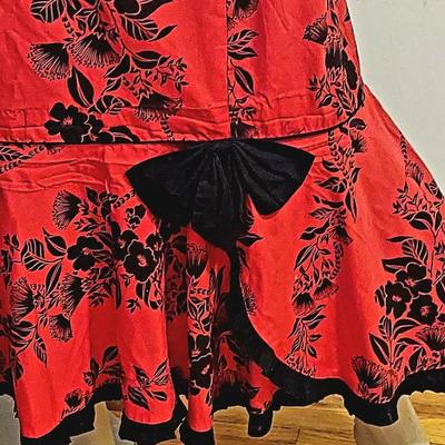 Vtg 1970s Lipstick Red, Cha Cha Hawaiian Maxi dress