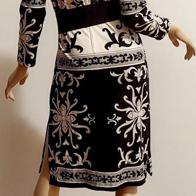 Vtg 60-70s Rare Paganne Gene Berk Blk/Wht floral sheath dress