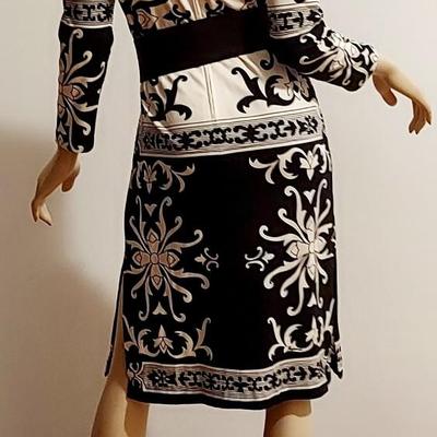 Vtg 60-70s Rare Paganne Gene Berk Blk/Wht floral sheath dress