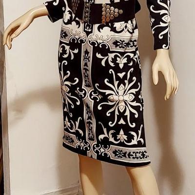 Vtg 60-70s Rare Paganne Gene Berk Blk/Wht floral sheath dress