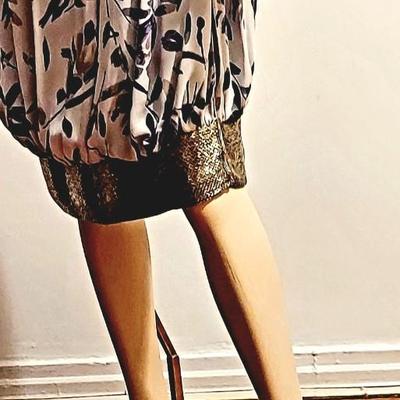 Vtg Missoni Orange Label Demi Couture silver Beaded Balayeuse Silk dress