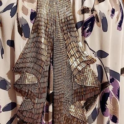 Vtg Missoni Orange Label Demi Couture silver Beaded Balayeuse Silk dress