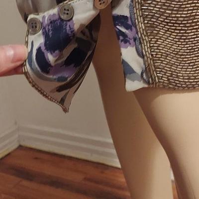 Vtg Missoni Orange Label Demi Couture silver Beaded Balayeuse Silk dress