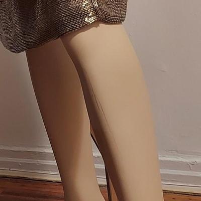 Vtg Missoni Orange Label Demi Couture silver Beaded Balayeuse Silk dress