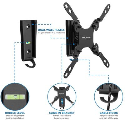MOUNT-IT! RV TV Mount with Dual Wall Plates | No-Rust Quick Release Aluminum Mounting Bracket for Indoor Or Outdoor Use | Low-Profile...