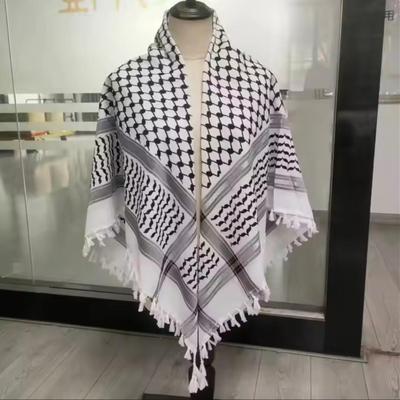 Black & White Woven Handmade Royal Scarf w/Tassels - 48" x 48"