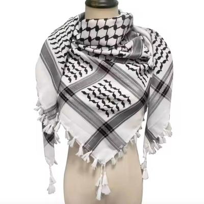 Black & White Woven Handmade Royal Scarf w/Tassels - 48" x 48"