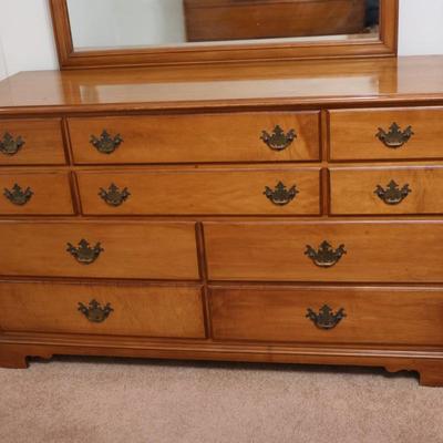 Vintage Solid Maple Mirrored Dresser