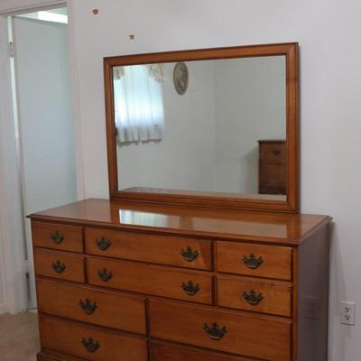 Vintage Solid Maple Mirrored Dresser