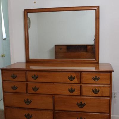 Vintage Solid Maple Mirrored Dresser