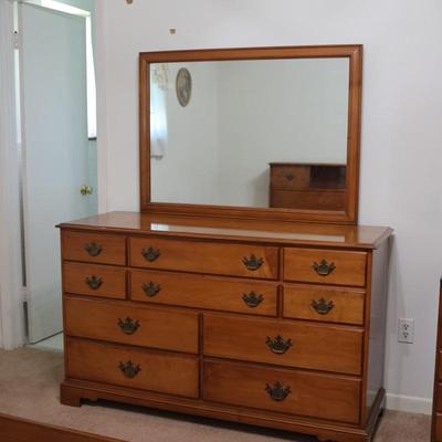 Vintage Solid Maple Mirrored Dresser