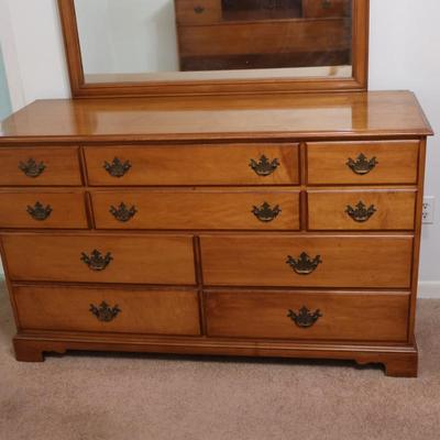 Vintage Solid Maple Mirrored Dresser