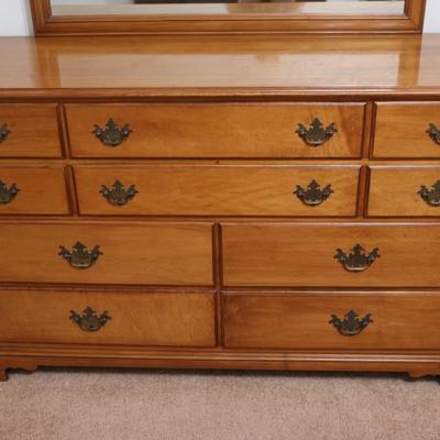 Vintage Solid Maple Mirrored Dresser