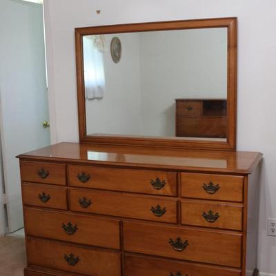 Vintage Solid Maple Mirrored Dresser