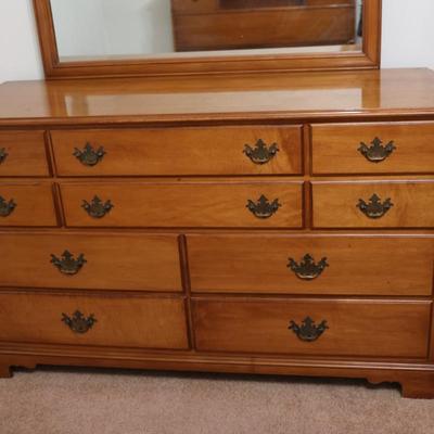Vintage Solid Maple Mirrored Dresser
