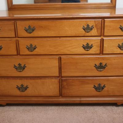 Vintage Solid Maple Mirrored Dresser