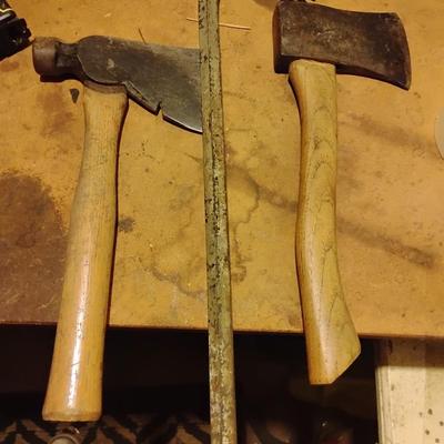 Hammers, trowel, and a crowbar
