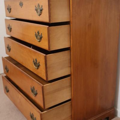 Tall Maple Early American Style Five Drawer Dresser