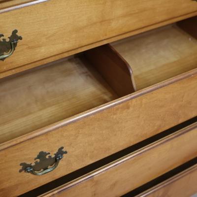 Tall Maple Early American Style Five Drawer Dresser