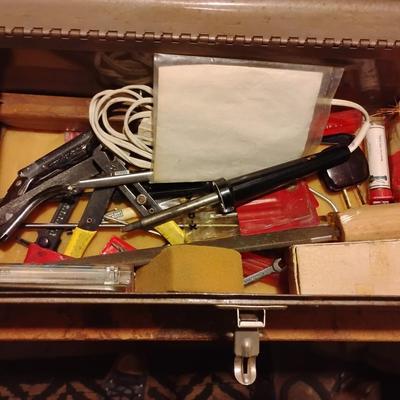 Grey Metal Toolbox and its contents