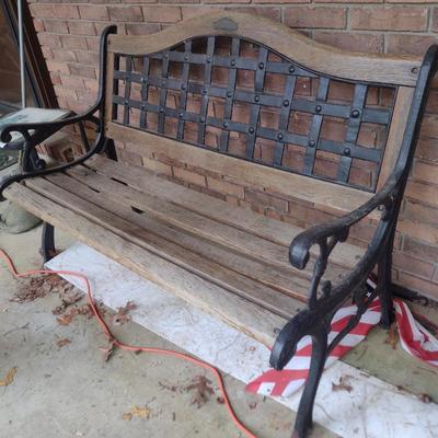 Cast Metal and Wood Bench- Approx 50 1/2" Long