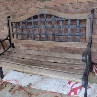 Cast Metal and Wood Bench- Approx 50 1/2" Long