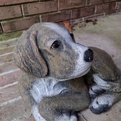 Painted Concrete Dog Design Patio/Yard Art