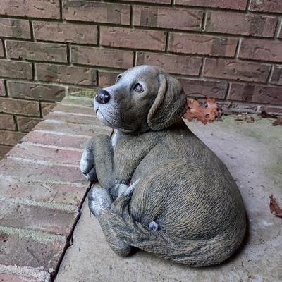 Painted Concrete Dog Design Patio/Yard Art