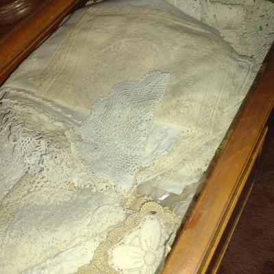 Collection of Tatted/Embroidered Table Linens- Runners, Doilies, Table Cloths, Napkins, etc