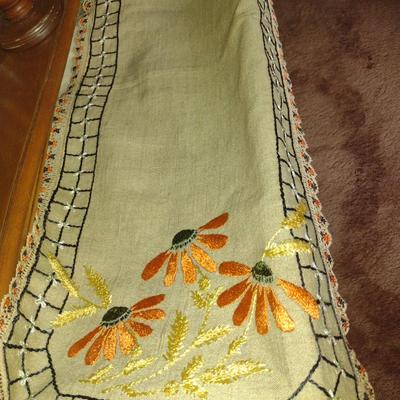 Collection of Tatted/Embroidered Table Linens- Runners, Doilies, Table Cloths, Napkins, etc