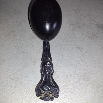 Antique Victorian Wood Sock Darning Egg with Possible Sterling Handle