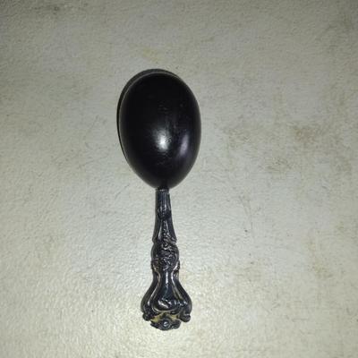 Antique Victorian Wood Sock Darning Egg with Possible Sterling Handle
