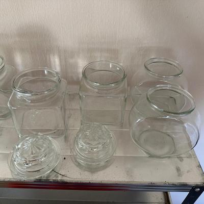 VARIETY OF GLASS JARS