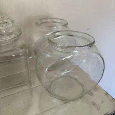 VARIETY OF GLASS JARS