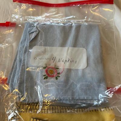 EMBROIDERED FULL FLAT SHEET WITH 2 PILLOWCASES, TABLE CLOTH WITH NAPKINS AND 4 NAPKINS