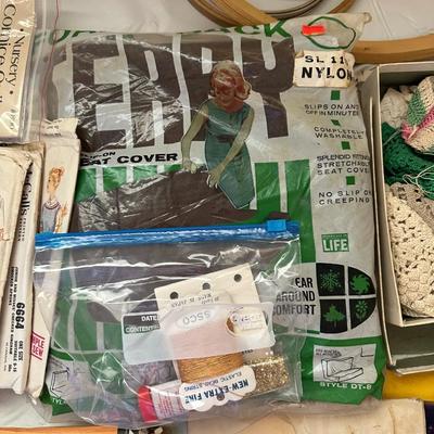 FABRIC, PANT STRETCHERS, IRON, SEWING PATTERNS AND MUCH MORE