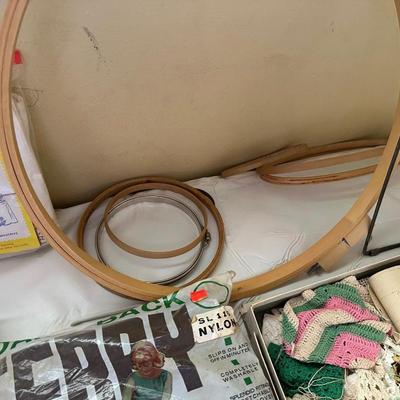 FABRIC, PANT STRETCHERS, IRON, SEWING PATTERNS AND MUCH MORE