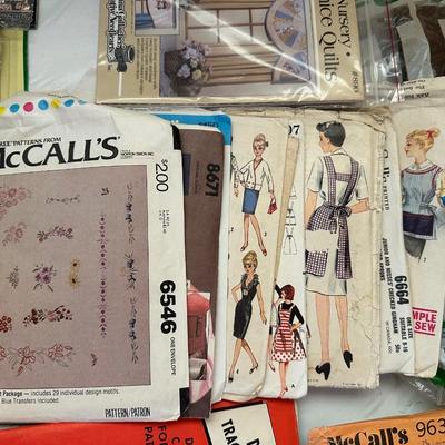 FABRIC, PANT STRETCHERS, IRON, SEWING PATTERNS AND MUCH MORE