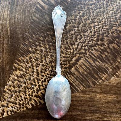 STERLING SILVER SPOONS AND STERLING SILVER BASKET WITH GLASS BOWL INSERT CANDY DISH WITH HANDLE