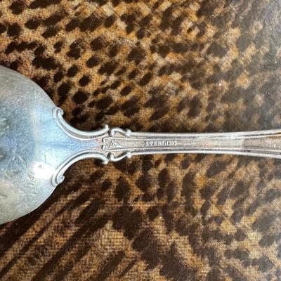 STERLING SILVER SPOONS AND STERLING SILVER BASKET WITH GLASS BOWL INSERT CANDY DISH WITH HANDLE