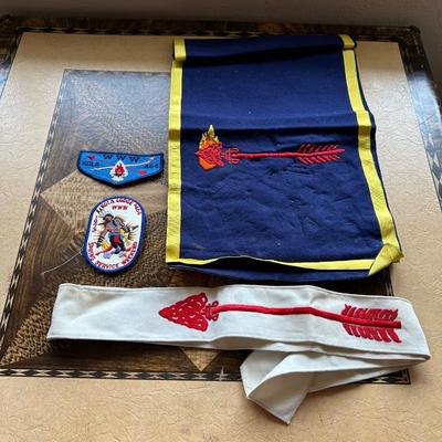 VINTAGE BOY SCOUTS ORDER OF THE ARROW SASH AND PATCHES