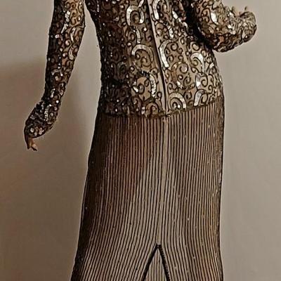 Vtg 80s Layering silver Grey Beaded maxi dress