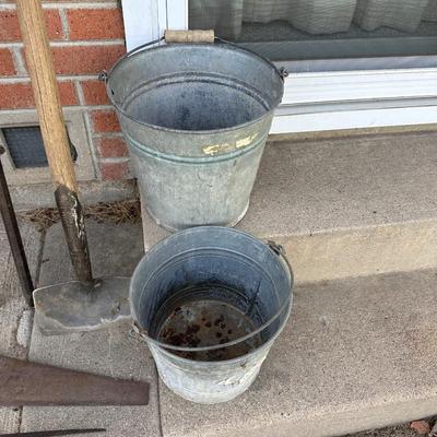 HAND SAWS, ELECTRIC GRASS TRIMMER, METAL GAS CAN, GALVANIZED METAL BUCKETS AND MORE