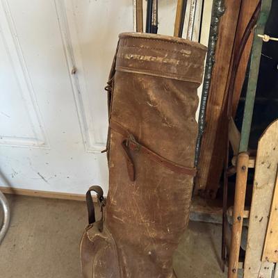 VINTAGE SLED AND GOLF CLUBS