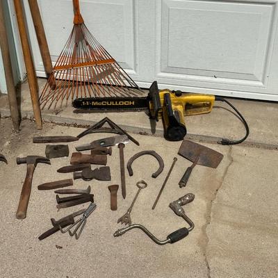 ELECTRIC CHAIN SAW, WEDGES, AXE HEADS, HAND TOOLS, ETC