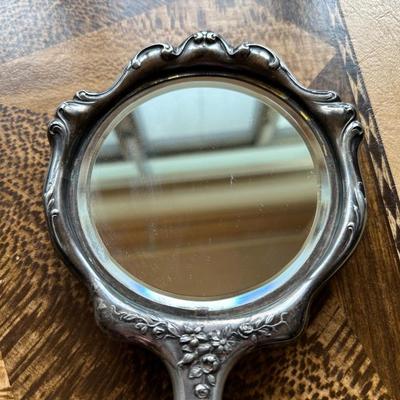 VINTAGE HAND MIRROR, VINTAGE HAIR CRIMPERS, VINTAGE DIAMANTA OPEAR GLASSES, VINTAGE TRAY AND BRUSH
