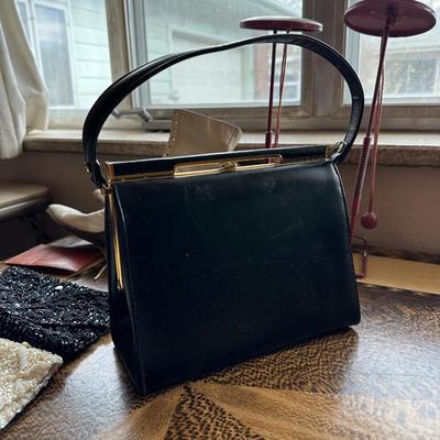 VINTAGE METAL HAT STANDS, VINTAGE WOMENS SHOES, HANDBAG, 2 PRETTY CLUTCHES, WOMENS GLOVES AND MORE