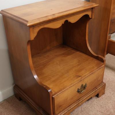 Vintage Solid Maple End Table with Drawer